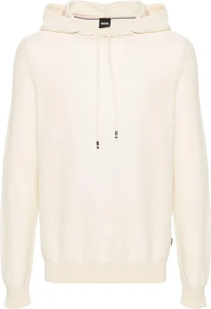 BOSS knitted cotton blend hoodie - men - Cotton/Cotton/Lyocell - M - Neutrals