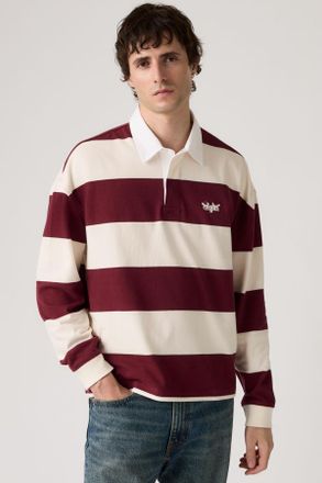 Levi's Camisa de rugby Hudson Boxy - Hombre - XL - Rojo / Ronan Stripe Oxblood Red