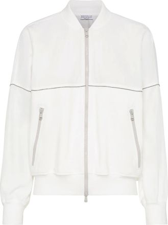Brunello Cucinelli Giacca sportiva con decorazione Monili - Bianco