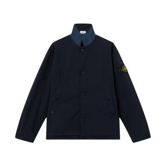 Stone Island Light Jackets, male, Blue, Size: 2XL Marinelight Compact Touch Poly-TC Jacket
