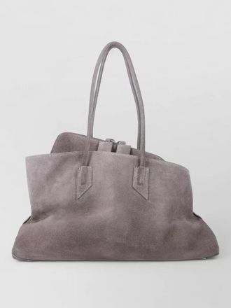 The Attico la passeggiata medium suede top handle tote