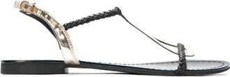 Kazar Zwarte en gouden sandalen voor dames - Dames - Sandalen - Geel - 37 EU - Leer - Schoenen