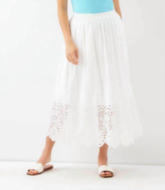Karen Kane Cut-Out Embroidery Midi Skirt In Off White