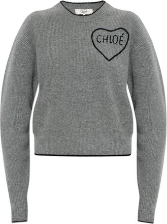 Chlo&eacute; Wollen coltrui - Dames - Ronde hals truien - Grijs - L - Wol - Truien & Vesten