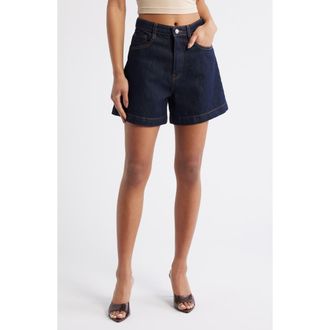 Princess Polly Whitaker High Waist Denim Shorts in Dark Denim at Nordstrom, Size 12