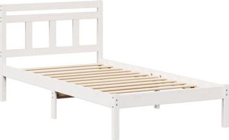 vidaXL Bed Frame White 100 x 200 cm Solid Pine Wood vidaXL