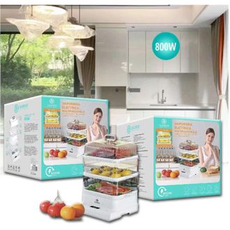 Trade Shop Trade Shop Traesio - Linq - Vaporiera Elettrica Multifunzionale Cuoci Vivande 800w Timer Automatico Tx-8440