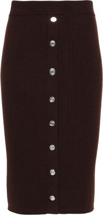 Pinko ribbed-knit midi skirt - women - Polyamide/Wool - L - Brown