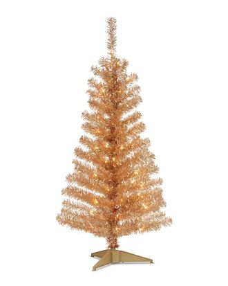 National Tree Company National Tree 4Ft Champagne Tinsel Tree W/ Plastic Stand & 70 Clear Lights