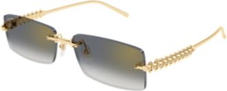Cartier Sunglasses, unisex, Yellow, Size: 57 MM Rimless Rectangle Sunglasses