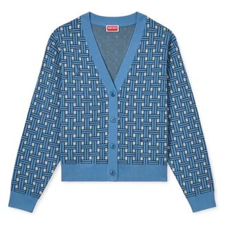 Kenzo Truien & Vesten, Dames, Blauw, M, Geweven Cardigan Sweater