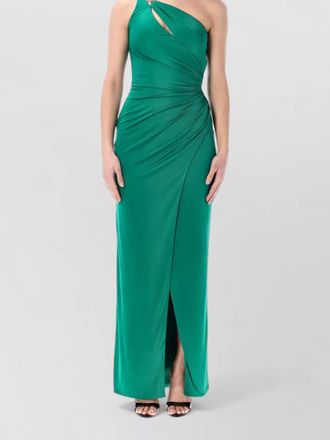 Versace one shoulder ruched draped long gown
