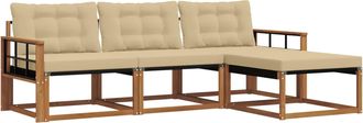 vidaXL Conjunto De Sof&aacute;s De Exterior 4 Uds. Natural Y Beige Vidaxl