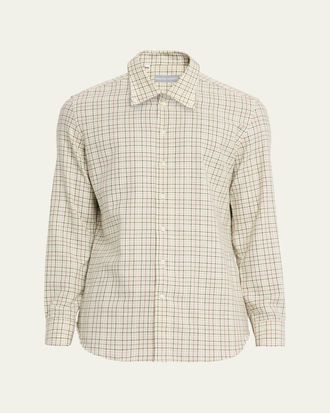 Bergdorf Goodman Mens Cotton Check Classic Fit Button-Down Shirt