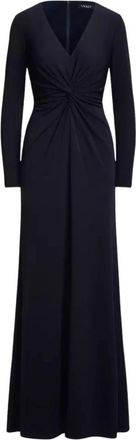 Ralph Lauren Navy Fitted Maxi Jurk - Dames - Maxi kleedjes - Blauw - XS - Kleedjes