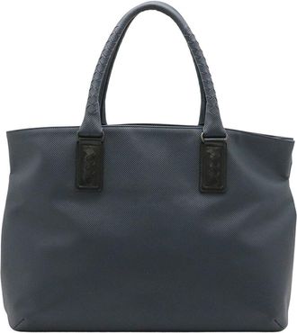 Bottega Veneta Blue Pvc & Leather Marco Polo Tote (Authentic Pre-Loved)