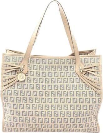 Fendi Pre-owned Tote Bags, female, Beige, Size: ONE SIZE Pre-owned Vintage Canvas Tote Bag