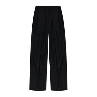 Balmain Wide Trousers, male, Black, Size: XL Wool Wide-Leg Trousers