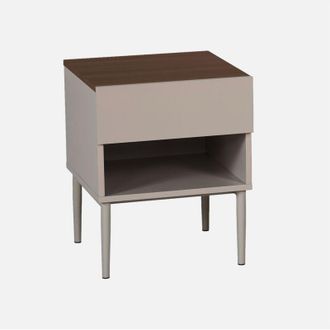 Sweeek Mesita De Noche De Metal Y Decoraci&oacute;n De Madera 1 Puerta 1 Nicho