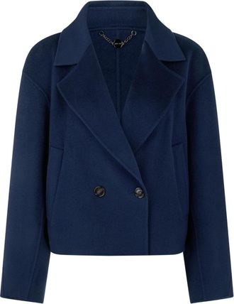 Marc Cain Korte wollen jas - Dames - Blazers - Blauw - XL - Wol - Jassen
