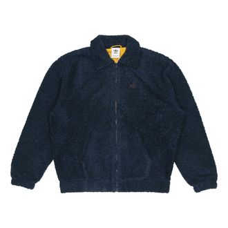 adidas originals Embroidered Logo lapel lambs wool Sports Jacket Navy Blue GD3532