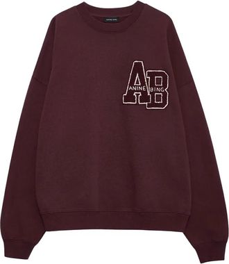 Anine Bing Chenille Patch Sweatshirt Donker Bordeaux - Dames - Sweatshirts - Rood - S - Katoen - Hoodies & sweatvesten
