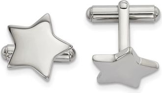 Diamond2Deal Stainless Steel Polished Star Cufflinks