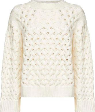 P.A.R.O.S.H. Cr&egrave;me Trui voor Vrouwen - Dames - Ronde hals truien - Beige - M - Truien & Vesten
