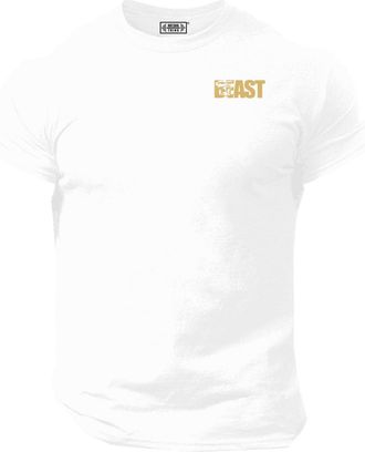Generic Beast Gorilla T Shirt Pocket Gym Clothing Bodybuilding Training Workout Exercise Boxing MMA Gymwear Top (UK, Alpha, XL, Regular, Regular, White (Gold 
