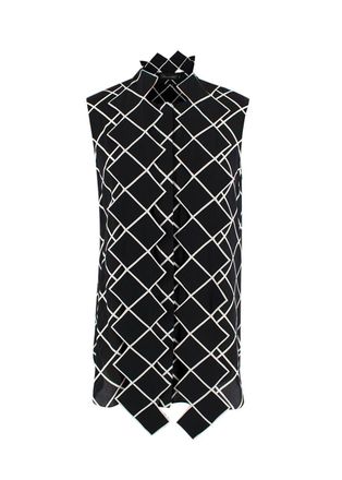 Oscar De La Renta Oscar de La Renta Black and White Geometric Silk Blouse Size XS