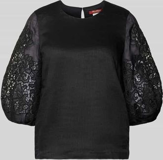 Max Mara Regular Fit Bluse mit Lochspitze Modell ORDINE in Black, Gr&ouml;&szlig;e 34