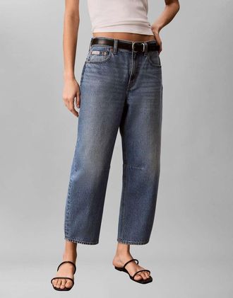 Calvin Klein Jeans Jeans cropped bombati lavaggio blu