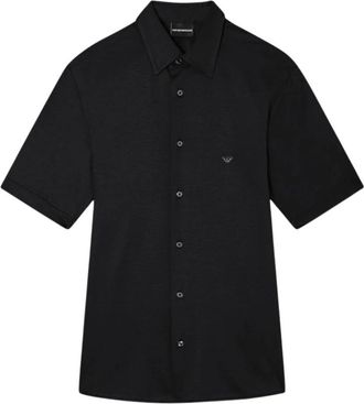 Emporio Armani Short Sleeve Shirt - Heren - Korte mouwen Overhemden - Zwart - XL - Overhemden