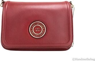 Marc Jacobs Marc Jacobs Medium Metal Signet Syrah Smooth Leather Flap Crossbody Purse Womens Bag