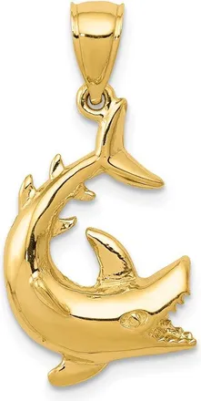 Diamond2Deal 14k Yellow Gold Shark Pendant