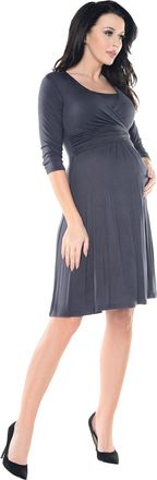 Purpless Maternity 2in1 Pregnancy and Nursing Skater Woman Dress 7240 (14, Graphite)