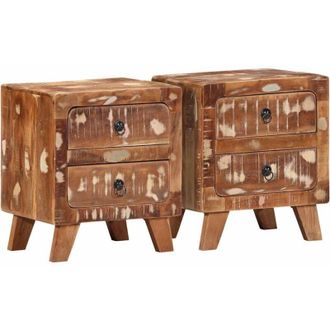 vidaXL Vidaxl - Mesilla De Noche 2 Uds 40x32x46 Cm Madera Maciza Reciclada