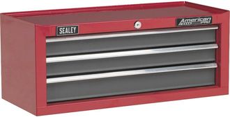 Loops 605 x 260 x 250mm RED 3 Drawer MID-BOX Tool Chest Lockable Storage Unit Cabinet