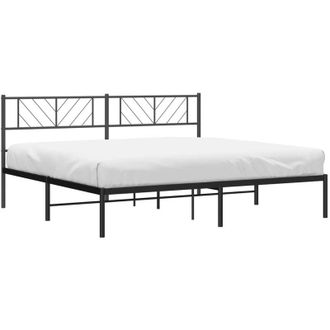 vidaXL Metal Bed Frame without Mattress with Headboard Black 200x200cm vidaXL