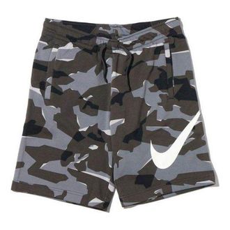 Nike Large Logo Printing Drawstring Shorts Gray Camouflage AQ0603-065