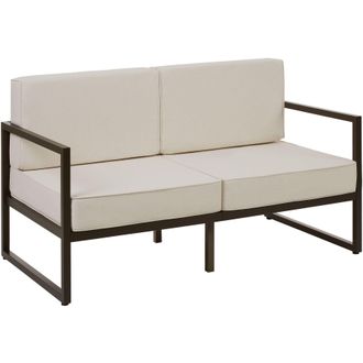 TecTake Garden Sofa Comosa - two-seater sofa, XXL padding, steel frame in Brown | Size: 2 Seater