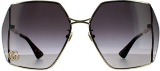 Gucci Square Gold Grey Gradient Sunglasses