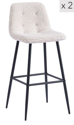 Nordlys Set of 2 Scandinavian Metal Fabric Bar Stools in White