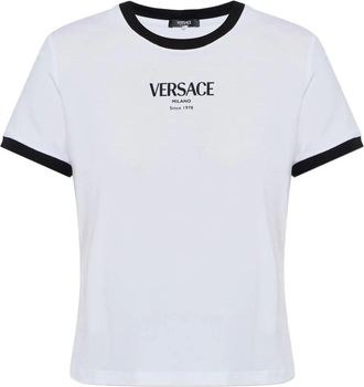 Versace Stretch Viscose-Jersey T-Shirt - Dames - T-shirts - Wit - M - Katoen - Tops