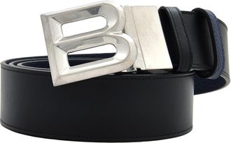 Bally B Bold Palladium Buckle Leather Belt, Size 110 cm