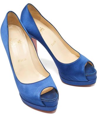 Christian Louboutin 135mm Palais Royal satin peep-toe pumps - women - Leather/Leather/Satin - 38 - Blue