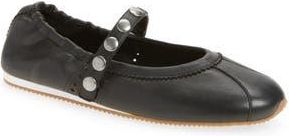 Steve Madden Anaya Mary Jane Flat in Black Leather at Nordstrom Rack, Size 6.5