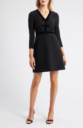 Eliza J Bow Detail Stretch Crepe Dress in Black at Nordstrom, Size 18