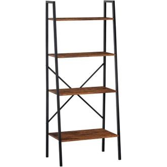 HOMCOM Homcom - Estanter&iacute;a De Escalera Estanter&iacute;a Industrial Librer&iacute;a Con 4 Estantes Para Libros Para Sal&oacute;n Oficina Estudio 60x35x145 Cm Marr&oacute;n R&uacute;stico