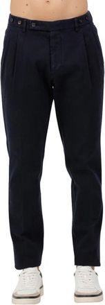 Berwich Pantalone met plooien en verlaagd kruis - Heren - Straight fit broeken - Blauw - M - Broeken